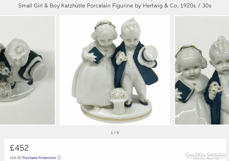 Antik Katzhütte  Thuringia  Hertwig &Co. 1914-1945 porcelán  gavallér figura