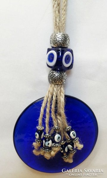 Retro craft ornament. All-seeing eye, Murano glass pendant, Turkey
