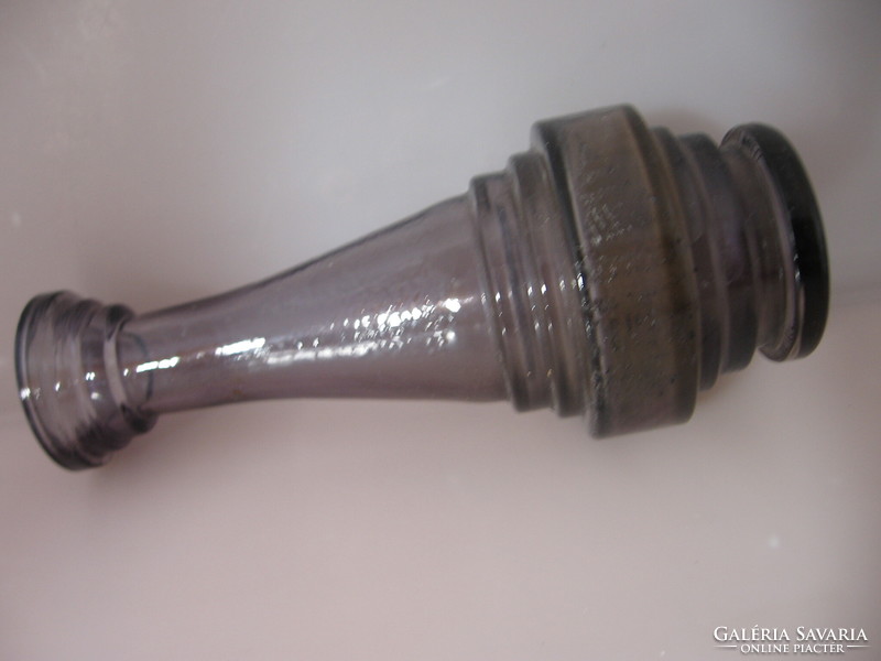 Lila art deco üveg palack, váza, vizipipa tartály