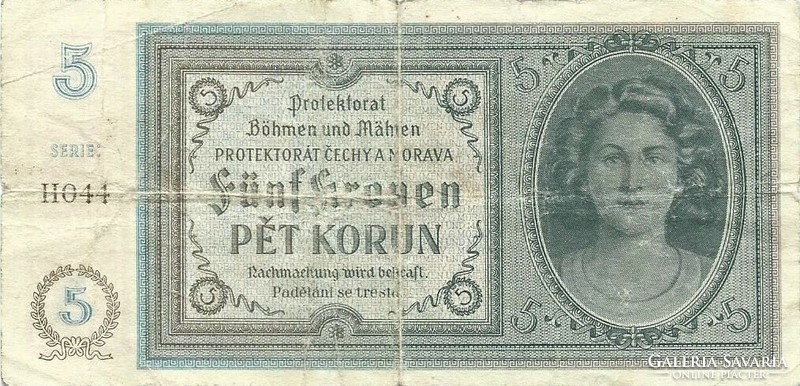 5 korun korona kronen 1942 Cseh Morva Protectorátus 2.