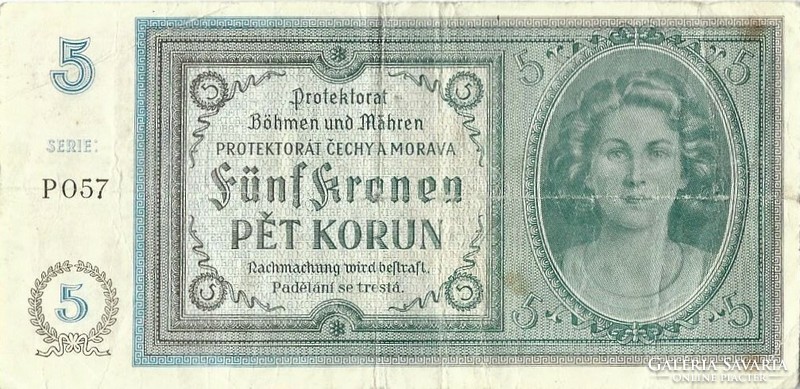 5 Korun crown kronen 1942 Czech Moravian Protectorate 4.