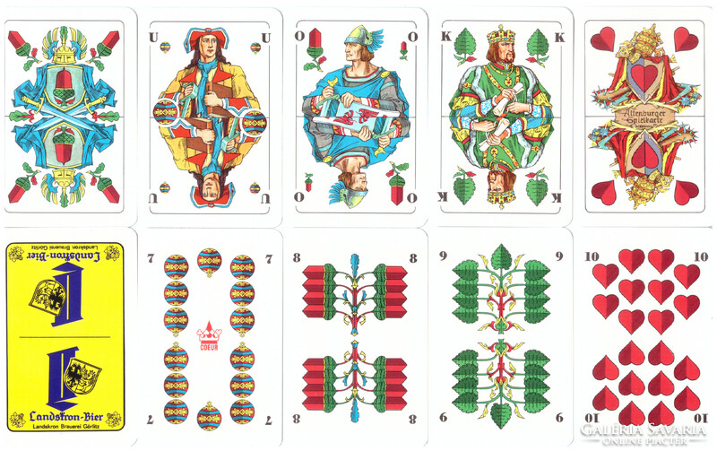263. Német sorozatjelű skat kártya Coeur Új altenburgi kártyakép 32 lap 1985 körül