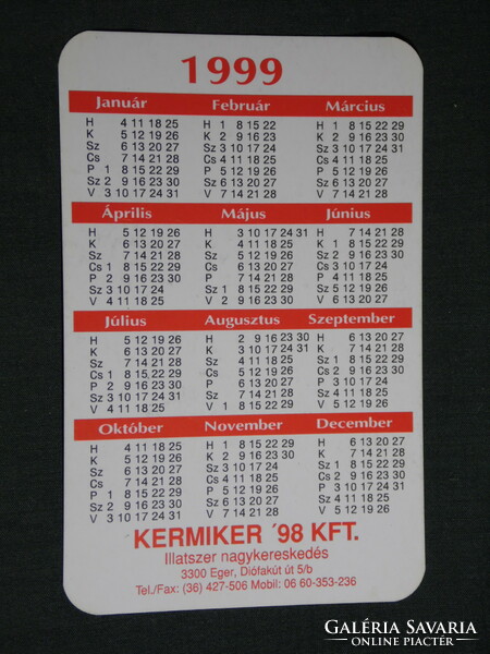 Card calendar, kermiker 98 kft., Perfume trade, mouse, ford transit, 1999, (6)