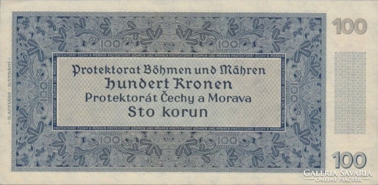 100 korun korona kronen 1940 aUNC II. kiadás Cseh Morva Protectorátus 2. Nem perforált