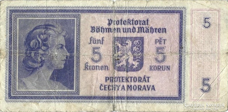 5 Korun crown kronen 1942 Czech Moravian Protectorate 1.