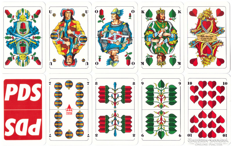 264. Német sorozatjelű skat kártya Coeur Új altenburgi kártyakép 32 lap 1995 körül