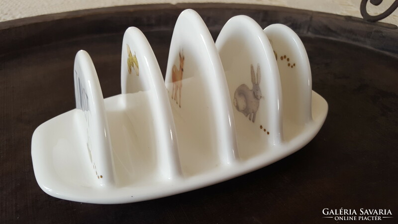 Porcelain toast holder with pictures of animal figures