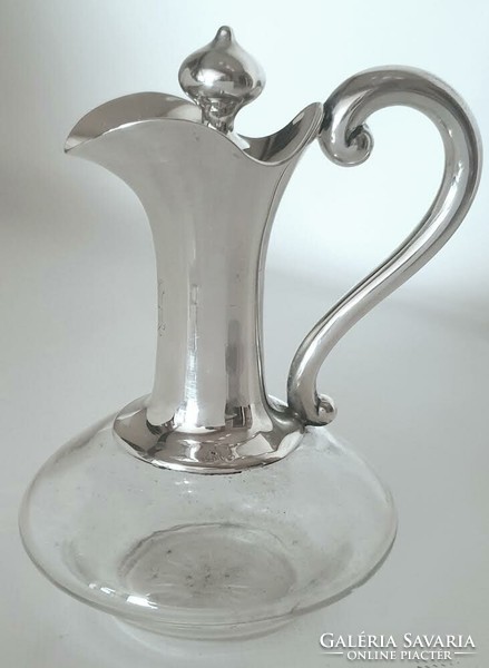 Antique silver mounted oil, vinegar, liqueur pourer, decanter