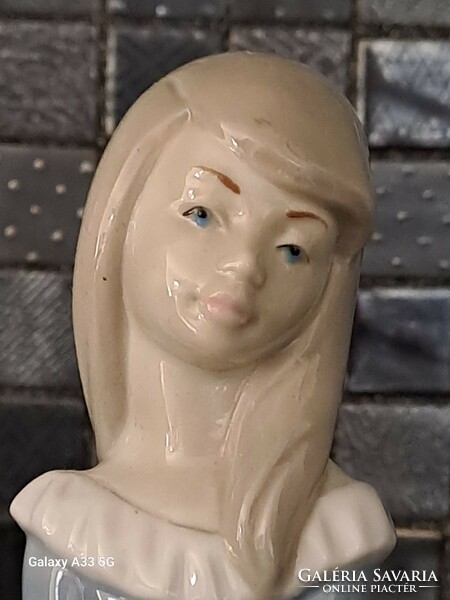 Spanyol Torralba Lladro Nao porcelán figura nipp szobor lány kalappal 24 cm