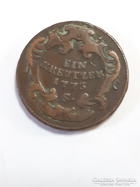 Rarer!! Austria 1 krajcár ein kreuzer 1773 s bronze coin