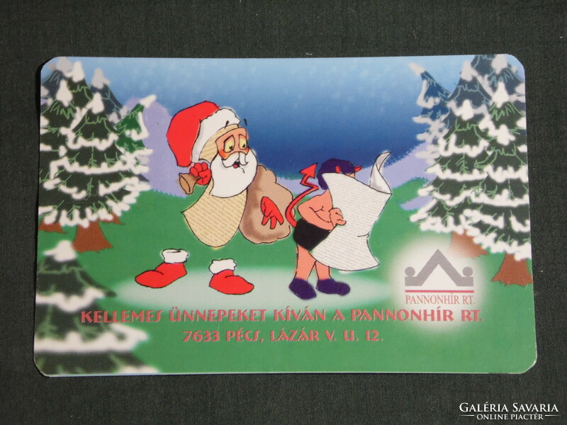 Card calendar, pannonhír lapprejszt rt, newspaper, magazine, holiday, graphic artist, Santa Claus, 1999, (6)