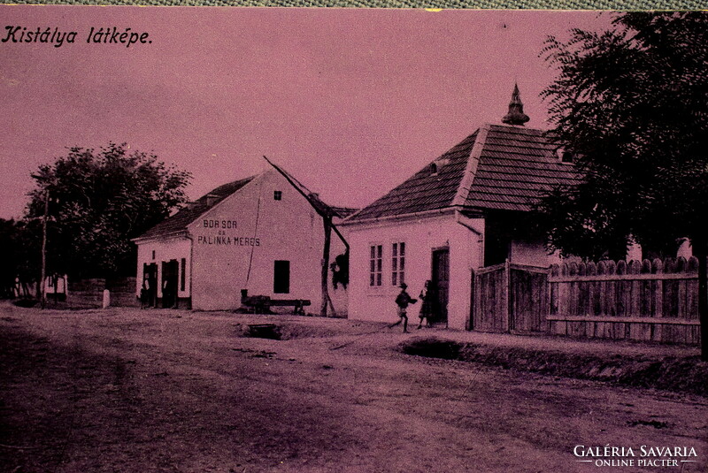 Kistálya látképe   fotó képeslap . bor, sör, pélinka kimérés   Baross nyomda, Eger 1913/15