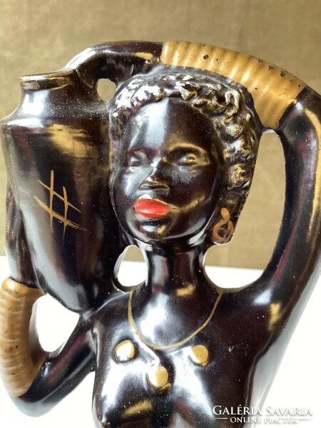 Art deco porcelain Negro woman figure 24 cm.