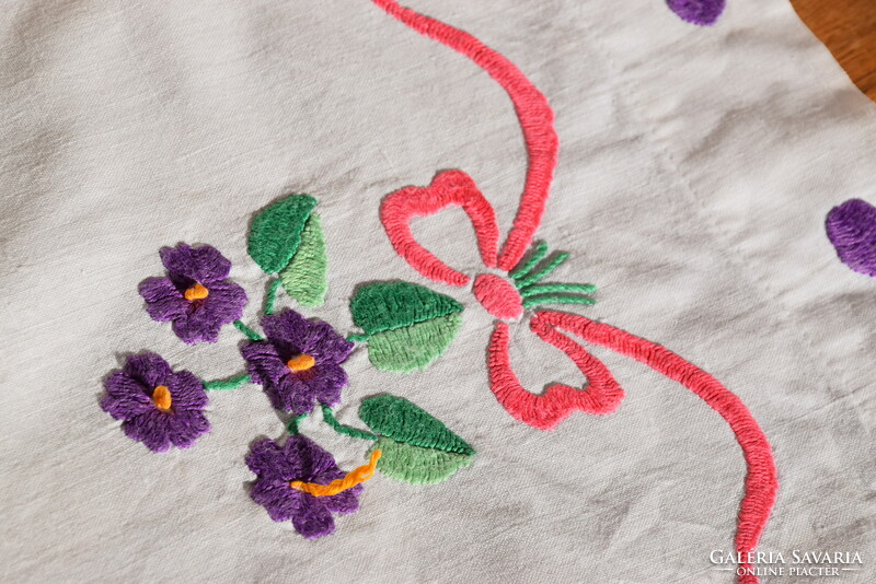 Antique old violet folk traditional large linen tablecloth tablecloth tablecloth 70 x 70