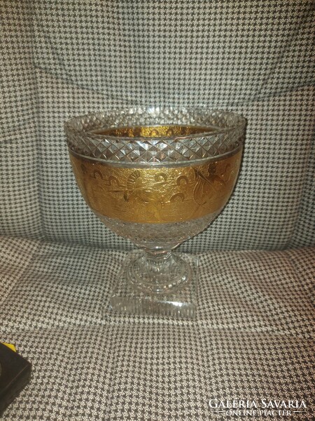 Gilded cut crystal vase, 1920s, heavy piece, 99% condition