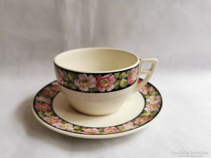 Special, extra-rare, antique, Zsolnay tea cup with coaster