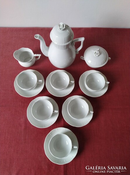 Fehér Herendi porclán 6 személyes teás készlet