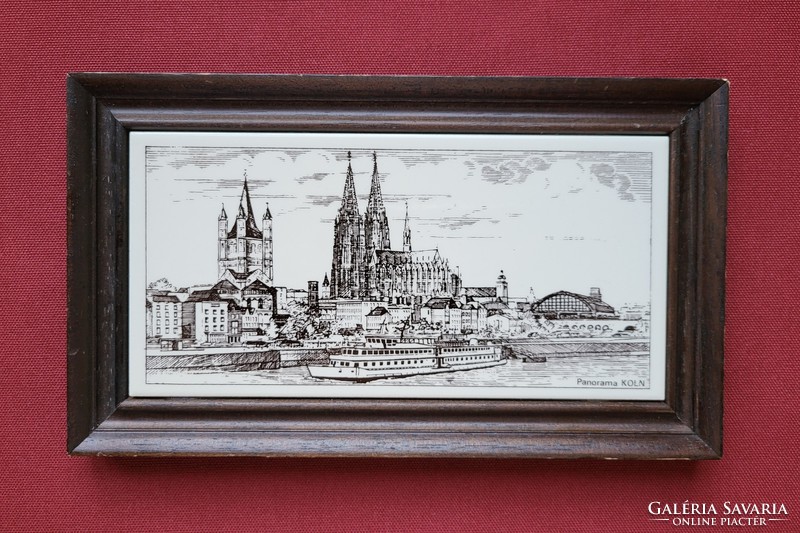Csempekép csempe kép Köln látképpel fa keretben