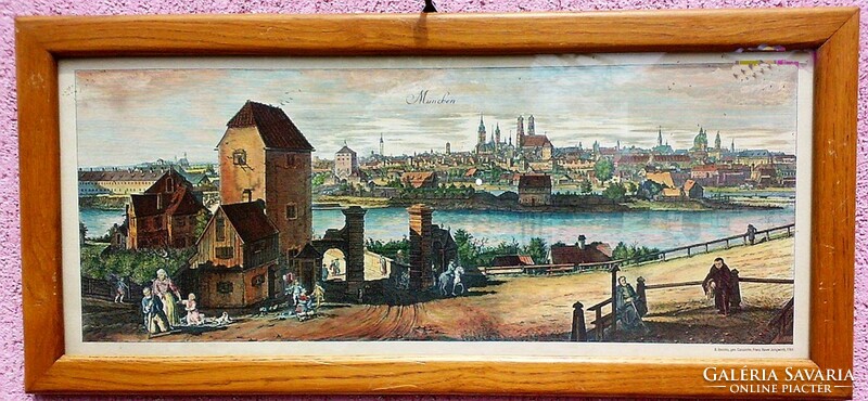 Vitange collection of artefacts. Skylines of German cities 16th-18th centuries Century colored etchings