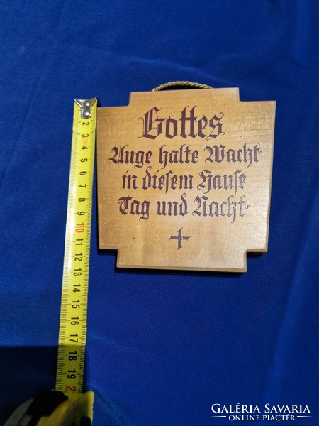 Wooden wall ornament with German inscription