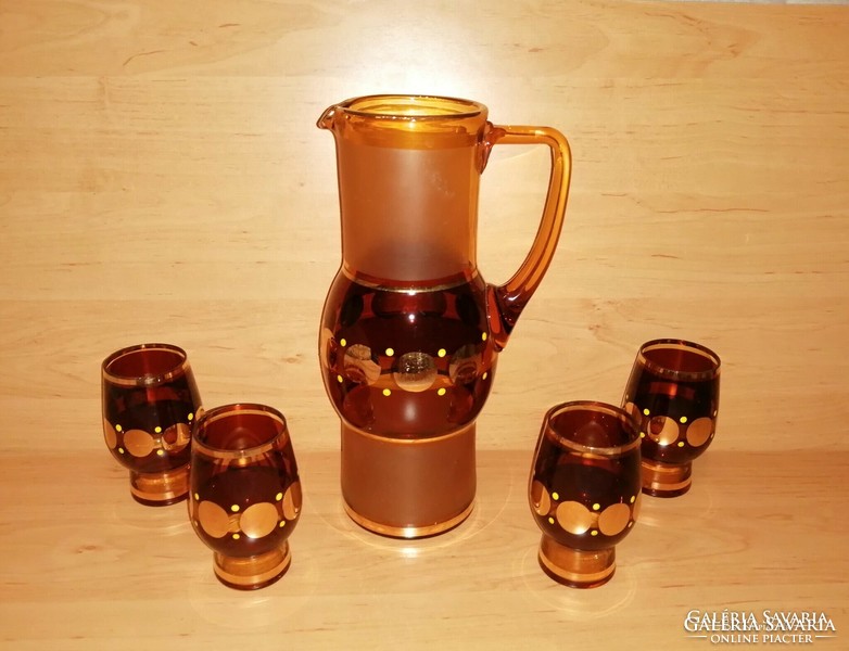 Rare gilded drinking glass set - jug with 4 glasses (5/k)