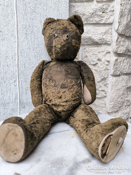Antique teddy bear teddy bear stuffed with straw antique old brown bear! Save me !