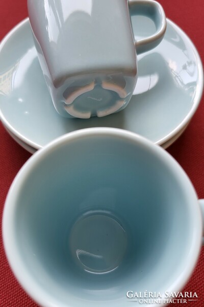 2 szett porcelán kávés csésze csészealj espresso mokkás rövid kávés eszpresszó halvány kék szín