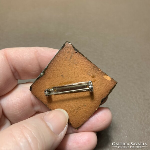 Vintage brooch, old craftsman ceramic pin from the 1970s or 80s