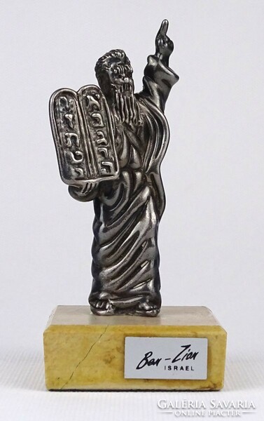 925 silver Moses statue marked 1Q238 on a pedestal 11.5 Cm