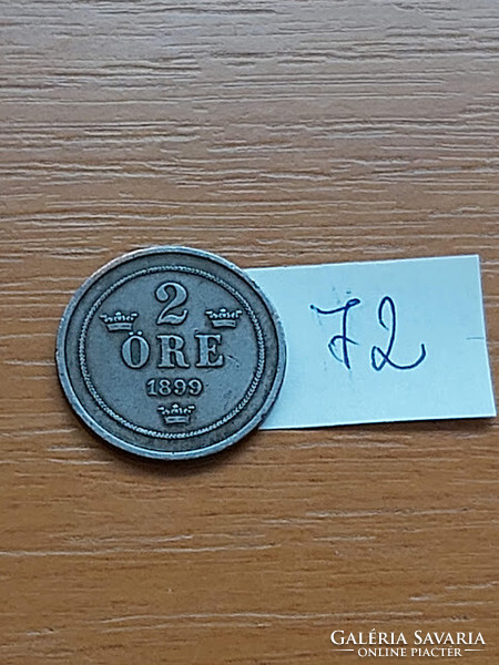 SVÉDORSZÁG 2 ÖRE 1899  BRONZ, II. Oszkár  72