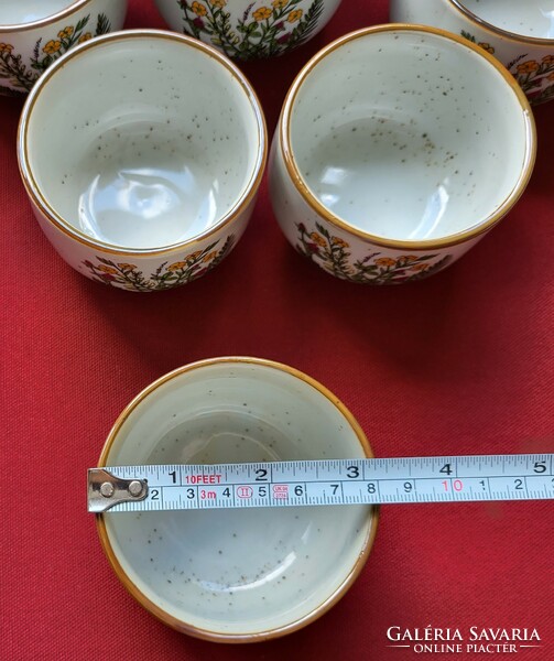 6db porcelán botanikai mezei virág mintával kávés teás csésze tálka tál kompótos fagyis