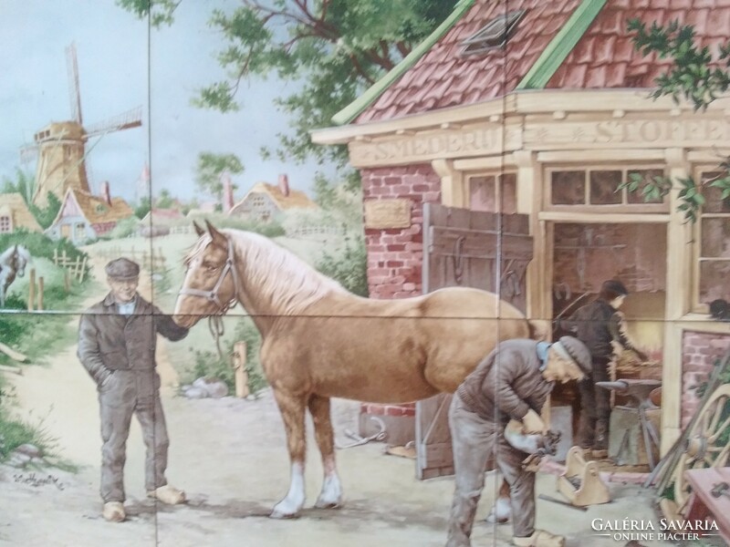 Dutch horse tile image (damaged)