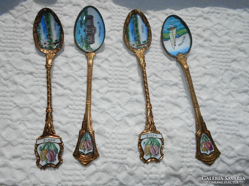 4 Spoons with antique fire enamel decoration