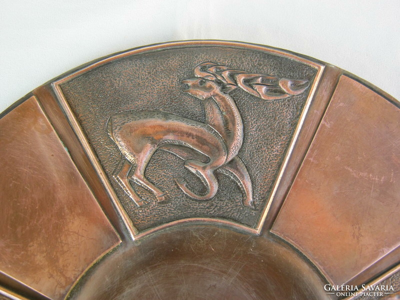 Csodsarvas Hunor and Magor copper or bronze industrial wall bowl