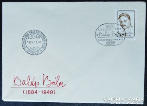 F3671 / 1984 Balázs Béla stamp on fdc