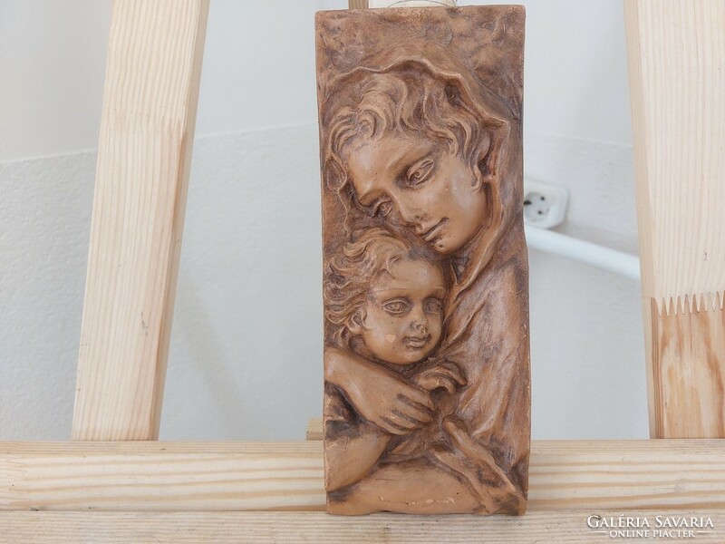 (K) kerámia falikép anya gyermekével 9x23 cm, mázlepattanás fotózva