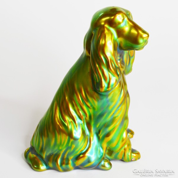 Zsolnay eosin glazed spaniel dog