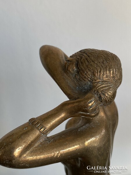 Art deco female nude bronze statue