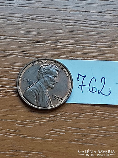 Usa 1 cent 1972 abraham lincoln, copper-zinc 762