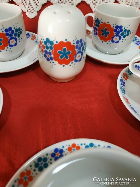 Bella pattern coffee set for 5 people + salt shaker