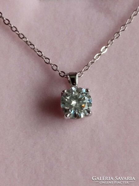 Moissanite diamond 1 ct 925 silver pendant with chain