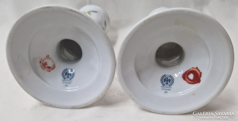 Hollóházi ritka festésű porcelán gyertyatartók hibátlan állapotban együtt eladók