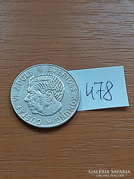 Sweden 1 kroner 1973 u, vi. King Adolf Gusztáv, copper with copper-nickel coating 478