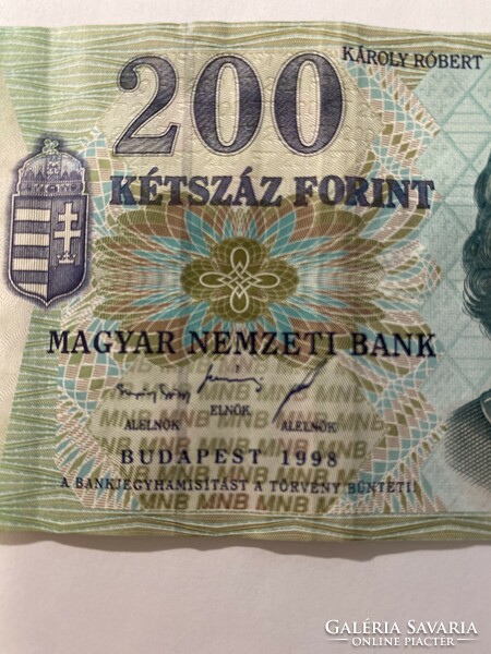 Two hundred forints 200 forints 1998 fh 3 signatures + indicating the title of the bank managers!