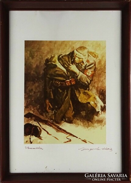 1Q256 Szegvári Károly : Keretezett "Szanitész" nyomat 51 x 36.5 cm