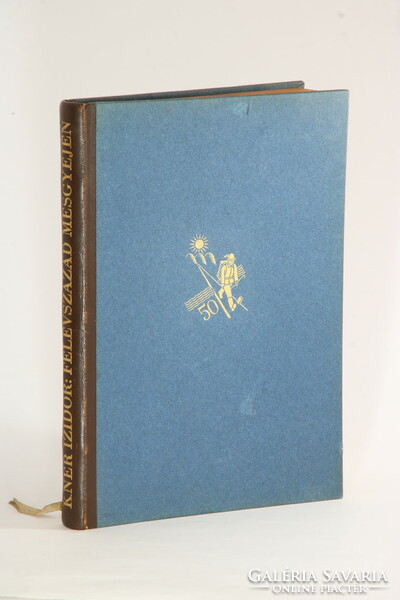 KNER Izidor Félévszázad mesgyéjén. Bibliofil félbőr kötésben. Kner szóróappal. Tiszteltpéldány.