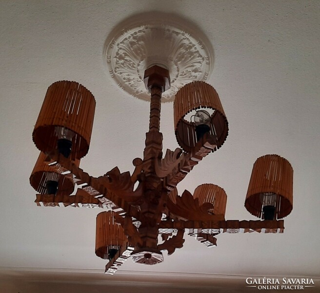 2 carved chandeliers, retro. They also have a standing lamp and a wall arm.