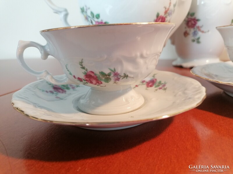 Pink, baroque Polish coffee and tea cup + saucer. Stock for replacement