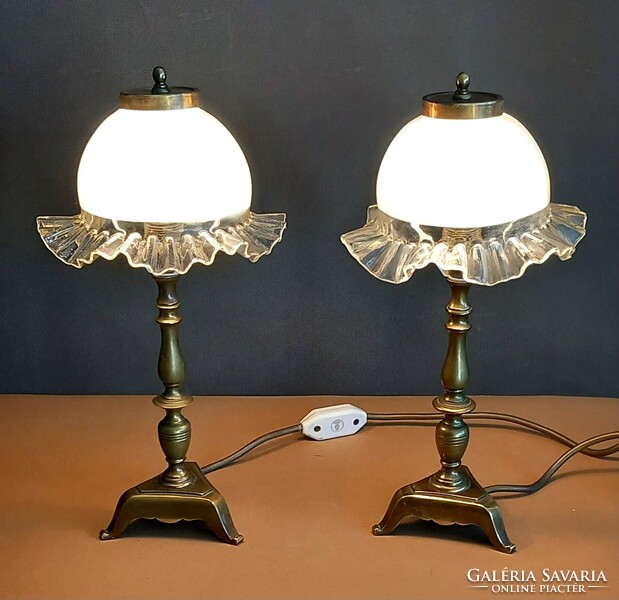 Bronz asztali lámpa párban antik ALKUDHATÓ Art deco design