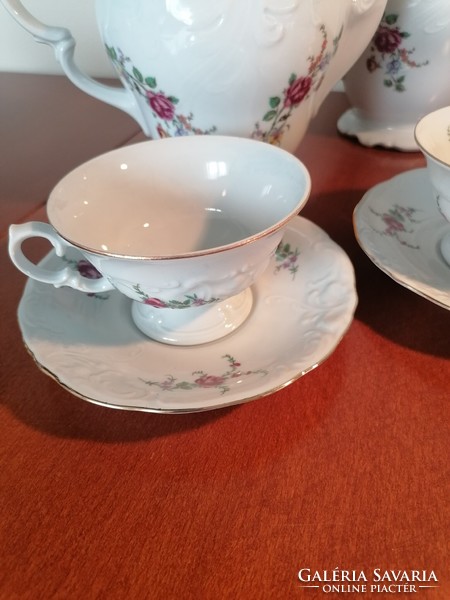 Rózsás, barokkos lengyel kávés, teás csésze+alj. Készlet pótlásra